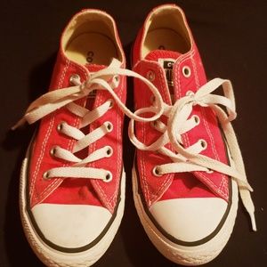 Red converse shoes size one